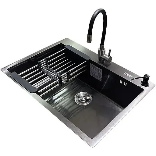 Комплект мийка + змішувач Romzha Arta U-650S Max BL (C)