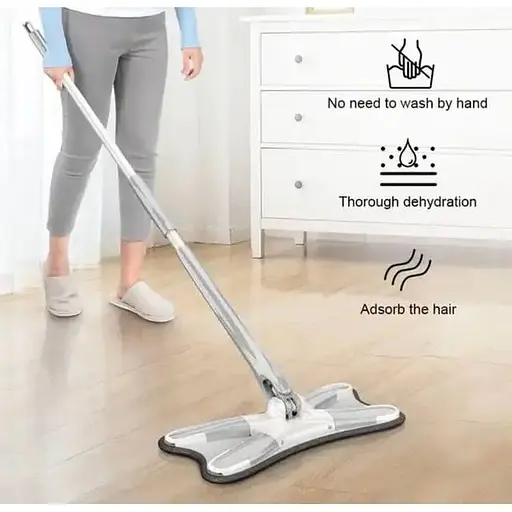 Швабра бабочка лентяйка X-type mop с автоотжимом, телескопической ручкой и насадкой из микрофибры - фото 8