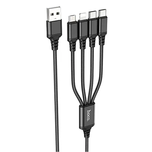 Кабель Hoco Combo 4-in-1, 2Type-C+Lightning+Micro USB Super charging cable X76 1 м, 2A