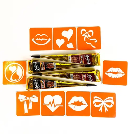 Набор хны с трафаретами для био-тату №10 Fresh Tattoo henna-set-10, 9 трафаретов - фото 2