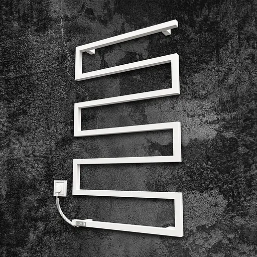 Электрический полотенцесушитель Kosser Зета 900x550 EL тайм. белый ЗЗ03ELW, Белый матовый, Левое - фото 1