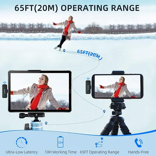 Беспроводной микрофон Lavalier для iPhone, микрофон с шумоподавлением для четкой аудиозаписи Vlog, YouTube, Интервью, 3 режима - фото 3