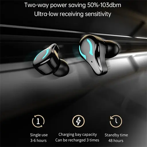 Ігрові бездротові навушники Bluetooth TWS X1 із зарядним кейсом, індикатором заряду і LED підсвічуванням - фото 8