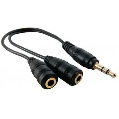 Кабель-переходник ExtraDigital 3.5 мм M - 2x3.5 мм F 20 см черный (KBA1680) - фото 1