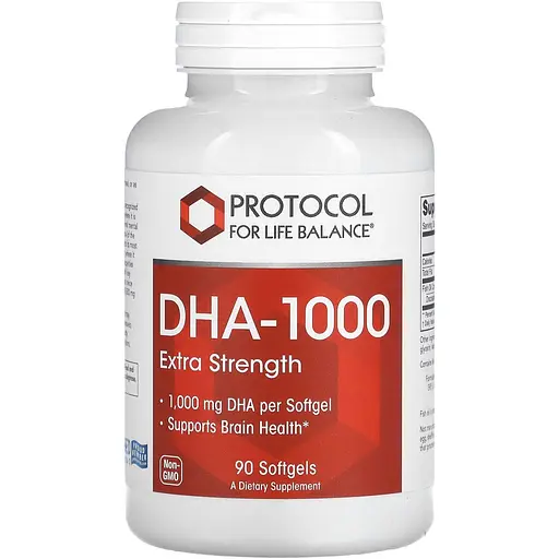 Докозагексаєнова кислота Protocol for Life Balance DHA-100 підвищена сила 1000 мг 90 гелевих капсул - фото 1