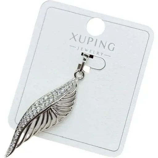 Жіноча підвіска Xuping Листочок із камінчиками з медичного золота гіпоалергенна - фото 1