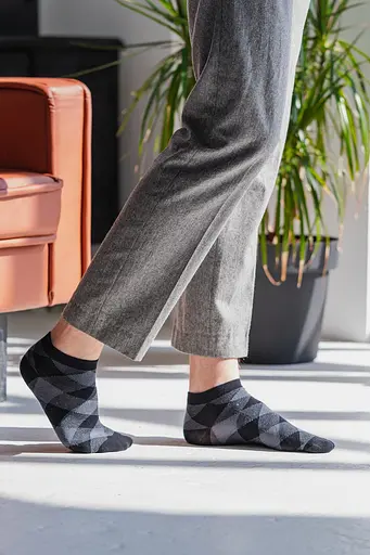 Носки с принтом ромбы короткие бесшовные дышащие качественные ORGANIC cotton JILL ANTONY - фото 3