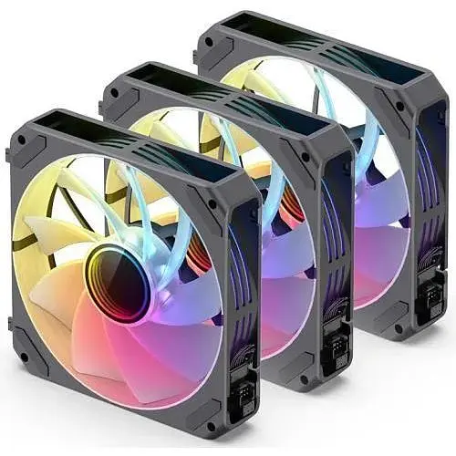 Вентилятор 120 мм Jonsbo ZG-120BR чорний 3 шт. 120x120x25 мм RGB підсвічування 500-1500 об/хв 23.8-36.8 дБ 4-pin (PWM) - фото 1