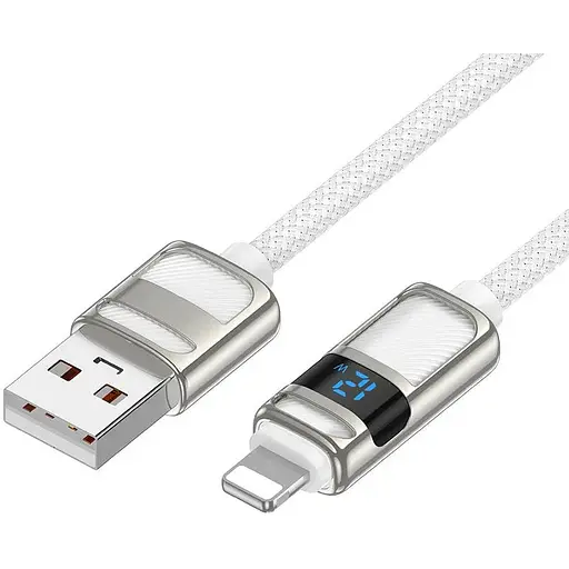 Кабель Hoco U137 Line зарядный кабель для передачи данных с дисплеем iP Белый
