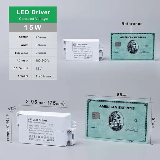 Світлодіодний драйвер REYLAX 12 В 15 Вт 1,25 А, блок живлення для світлодіодів, трансформатор 240 В змінного струму в 12 В - фото 2