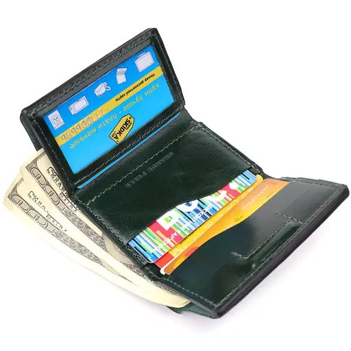 Отличный кошелек в три сложения из натуральной гладкой кожи Grande Pelle 7.5х10х2 см acs0029666 - фото 7