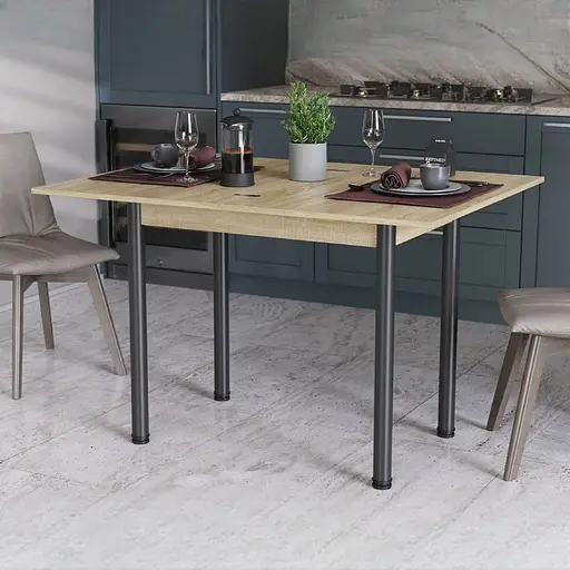 Обідній стіл-формер розкладний Берта Ferrum-decor 750x1200x900 Чорний метал ДСП Дуб Сонома 16 мм (FRD-105174)