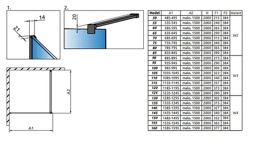 Душова перегородка Radaway Modo New Black II Factory 135 см профиль чорний 389135-54-55 - фото 3