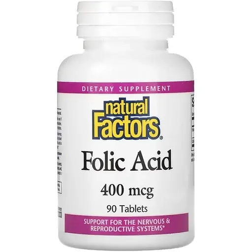 Фолієва кислота Natural Factors Folic Acid 400 mcg, 90 таблеток