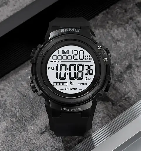 Часы мужские наручные спортивные Skmei 2260 (Черный с белым) - фото 4