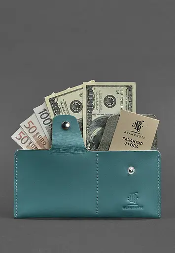 Женское кожаное портмоне-купюрник 8.0 бирюзовое - фото 3