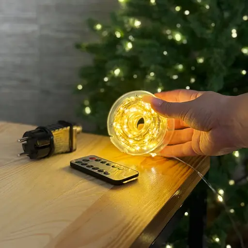 Світлодіодна гірлянда Роса 50 метрів тепле біле світло білий провід 500 LED 8 режимів з пультом - фото 2