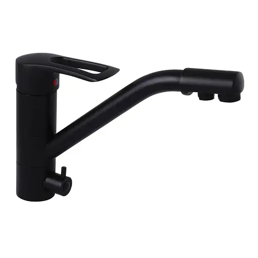 Змішувач для кухні на дві води Haiba Hansberg 021 HB3915 Чорний матовий - фото 1