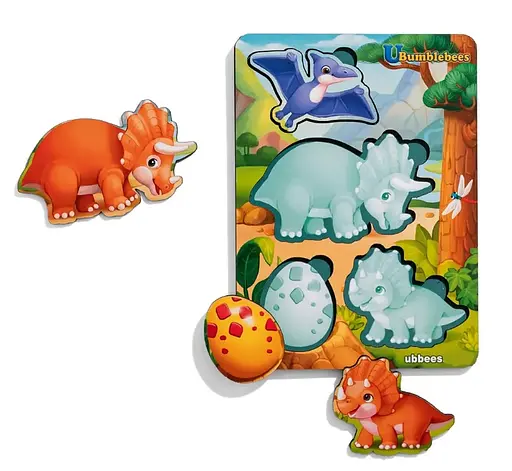 Дерев'яний пазл "Динозаври" (фон із підказкою), 16*12*0,6см