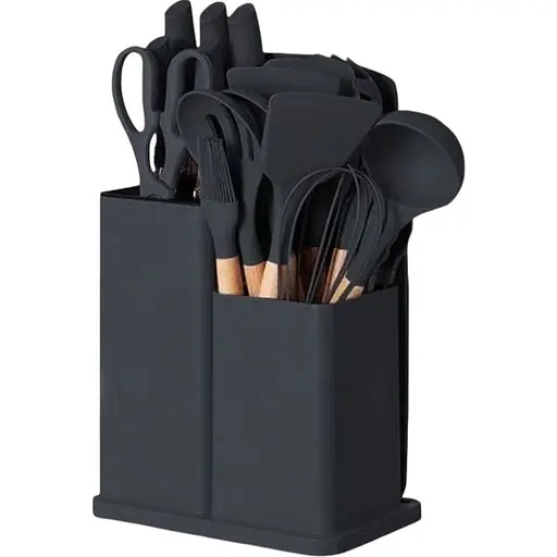 Набір кухонного приладдя A-plus Kitchenware Set силіконовий з дощечкою Чорний - фото 1