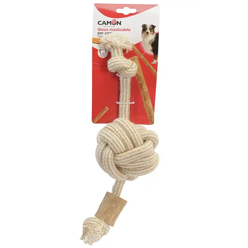 Іграшка для собак Camon канат з паличкою з кавового дерева на мотузці 40 см (AD704)
