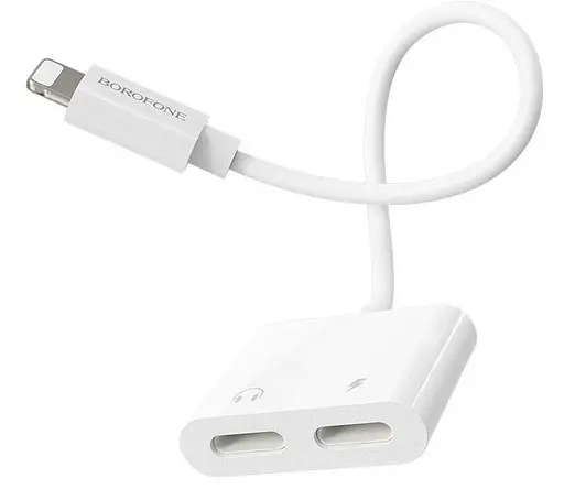 Перехідник аудіоадаптер Borofone BV11 Dual Lightning digital audio converter білий - фото 2
