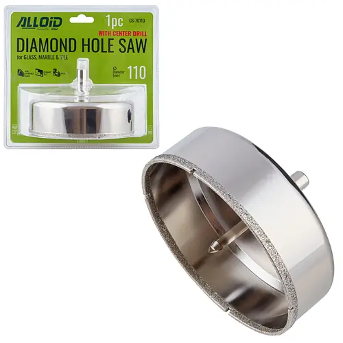 Свердло корончате Alloid Building Tools алмазне по склу та кераміці 110 мм з центрувальним свердлом (GS-70110) - фото 2