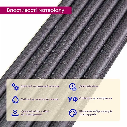 Рейка декоративна Wall Sticker WPC кругла стінова 3000х152х15 мм Графіт SW-00001873 - фото 4