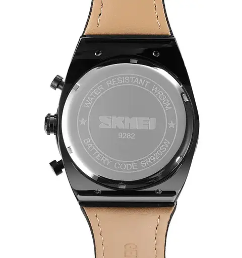 Чоловічий класичний наручний годинник Skmei 9282 (Чорний з чорним дисплеєм) - фото 7