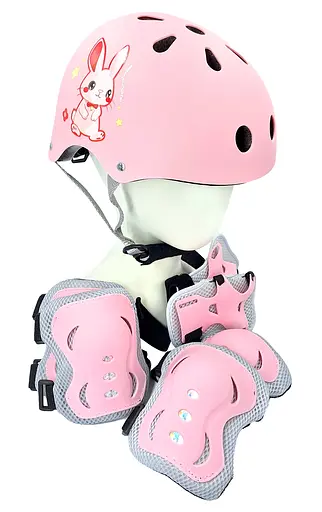 Комплект детский шлем и защита Yongkang GB24429-2009 S (5-9 р) розовый кролик (G0001884) - фото 1