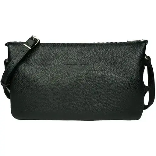 Женский клатч Grande Pelle с ремешком через плече черный 25х16х6 см acs0032216 - фото 1