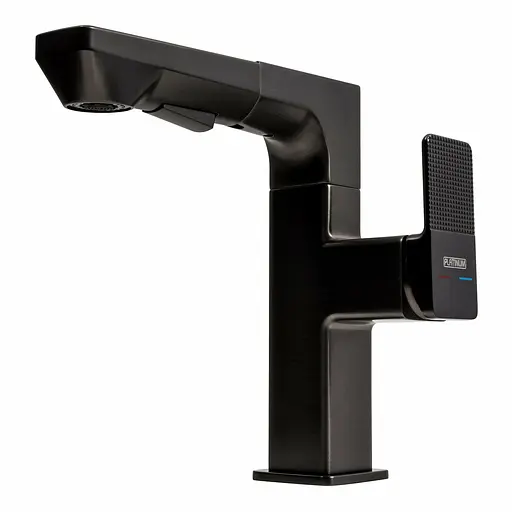 Змішувач для кухні Platinum с висувним виливом та індикатором A238 чорний - фото 1