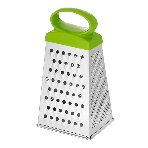 Тертка конус для овочів та фруктів 4-стороння з нержавіючої сталі з пластиковою ручкою (висота 21 см), Kitchette 83996 - фото 5
