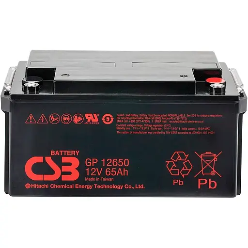 Акумулятор CSB AGM 12V (12V/65Ah/780Wh) (GP12650) [112301]