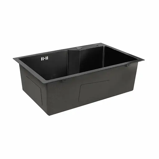 Кухонна мийка Platinum Handmade PVD 650x430x220 чорна (товщина 3,0/1,5 корзина та дозатор в комплекті), Чорний - фото 5