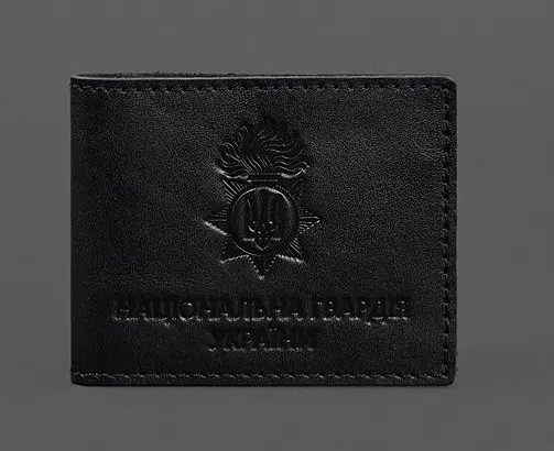 Кожаная обложка для служебного удостоверения Национальной гвардии Черная - фото 1