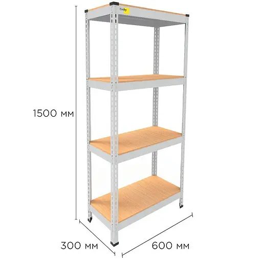 Металевий стелаж Emby Light Series (розмір 1500х600x600мм) 4 полиці ДСП до 100кг Білий - фото 2