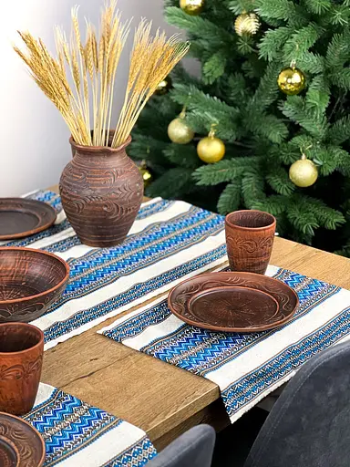 Льняная салфетка с украинским орнаментом Рандеву 30х40 см 21 шт. Синий - фото 5