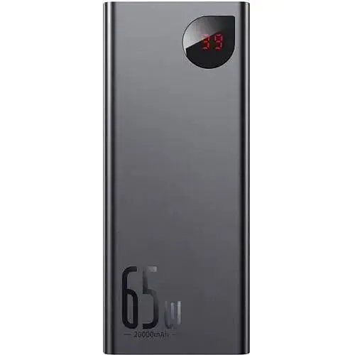 Power Bank Baseus Adaman 20000 мАч 65 Вт с металлическим корпусом и цифровым дисплеем, черный - фото 4