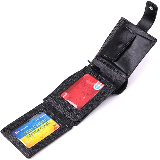 Стильное портмоне из люксовой зернистой кожи флотарий Grande Pelle 12х9х3 см acs0029594 - фото 7