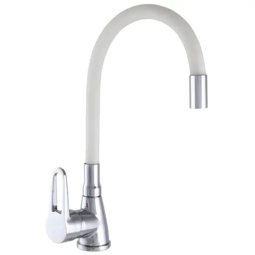 Смеситель для кухни Wezer SOP4-R045-WHITE с гибким изливом белый - фото 1