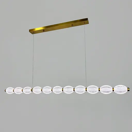 Led люстра з прозорими рельєфними кульками у латунному видовженому корпусі 120 см | Line F | Арт. MJ343-1200L AB - фото 4