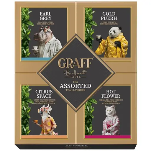 Чай зелений та чорний байховий Graff Асорті чайних смаків ECHG 52.8 г (32 шт. X 1.65 г)