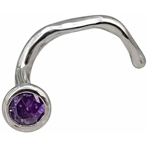 Серебряная серьга-пирсинг в нос. 1024.2С Фиолетовый - фото 1