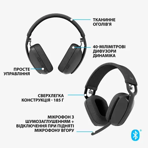 Гарнітура Logitech Zone Vibe 100 Graphite (981-001213) (6823485) - фото 6
