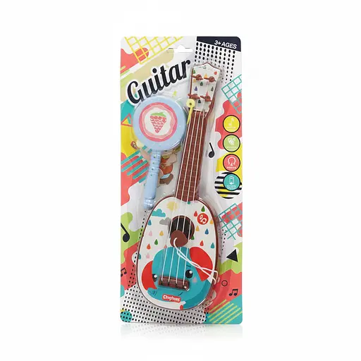 Дитяча іграшкова гітара з колотушкою 8197-3-1 —  на листі, коричнева - фото 2