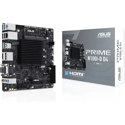 Материнская плата Asus Prime с процессором N100I-D D4-CSM, N100 (4x3.4 GHz), 1xDDR4 SO-DIMM (Max. 16Gb), UHD Graphics, 1xSATA2, 1xM. 2, 1xPCI-E 3.0 x1, 8x RTL8111G, 6xUSB3.2/4xUSB2.0, VGA/HDMI/DP, Mini-ITX - фото 2