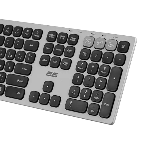 Клавиатура беспроводная 2E KS270 EN/UKR Grey/Black (2E-KS270WBGR_UA)