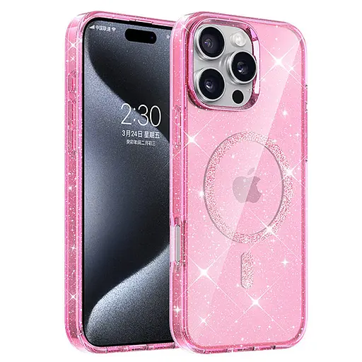 Чохол Epik TPU Eclipse Sparkle MagFit для Apple iPhone 16 Pro 6.3 Pink