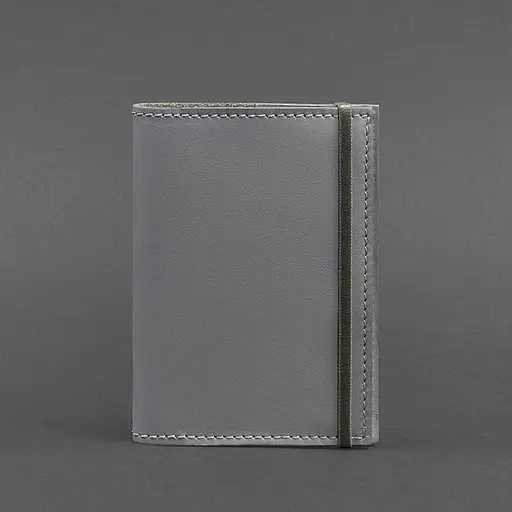 Кожаная обложка для паспорта 1.0 серая - фото 6